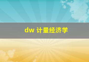 dw 计量经济学